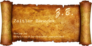 Zeitler Benedek névjegykártya